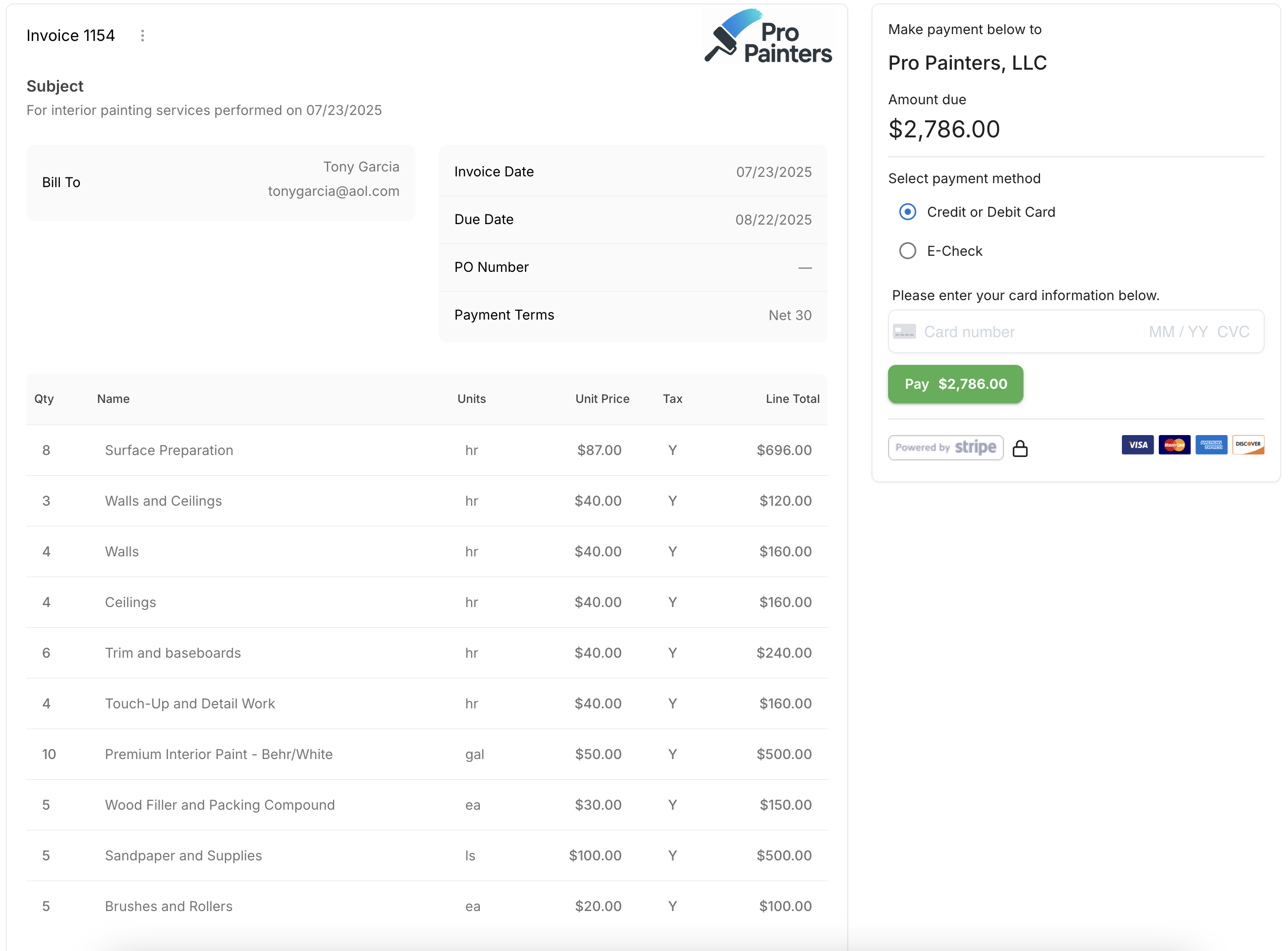 Painting Payment Software